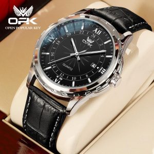 OPK Jam Tangan Lelaki Original Waterproof Quartz Movement Leather Luminous Business Leisure Men Watches with Luxury Box 6003 Rotundity Material logam+kulit dalam stok Warna berbilang Pejabat parti pemberian hadiah Garanti 1 tahun