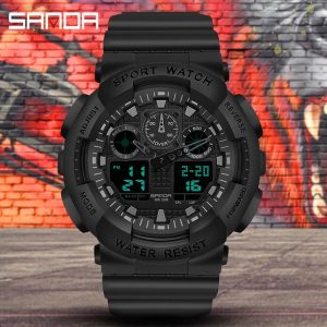 Jam Tangan Kalis Air Mewah, AW24 3099, Untuk Lelaki, Jam Tangan Sukan, Analog Bercahaya, Reka Bentuk Penyamaran, Paparan Digital