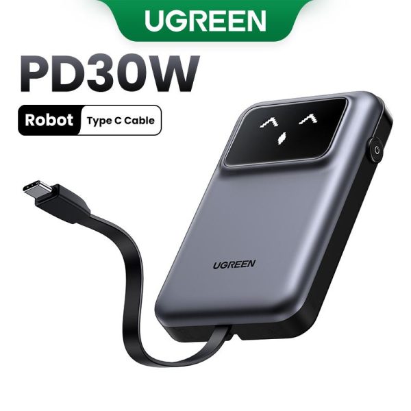Bank Kuasa, UGREEN, 10000mAh, Uno Robot 30W, dengan Kabel USB C, SKU 35603
