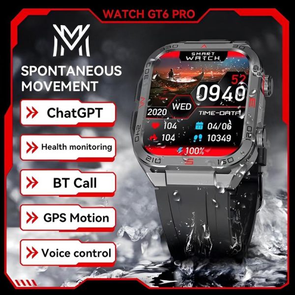 Maxwear Smart Watch GT6 PRO 2.05inch Bluetooth Call GPS IP68 Waterproof NFC 4GB Storage Wireless charging Sports Smartwatch Power Mobile Silicone Metal Device Screen