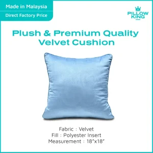 PILLOWKING - 0.6KG Square Cushion Premium Velvet High Quality Home Living Sofa Pillow 18"x18"