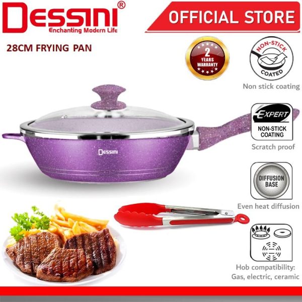 DESSINI ITALY Granite Aluminium Non Stick Casserole Pot Bowl Wok Grill Fry Pan Cookware Kuali Periuk (28cm)