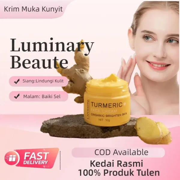 [COD-Dikirim dari JB]Krim Pelembap, Kunyit, Menghidrat,Menyuburkan, Penjagaan KulitLembut Harian, 50g