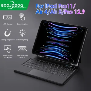 GOOJODOQ Wireless Magic Keyboard for iPad | NO IPAD NO TABLET | 7 Color Backlight LCD Display | Bluetooth Keyboard Accessories with Touchpad | Compatible with iPad 10th Gen / Pro 11 / Pro 12.9 / Pro 13 / Air 4 / Air 5 / Air 6
