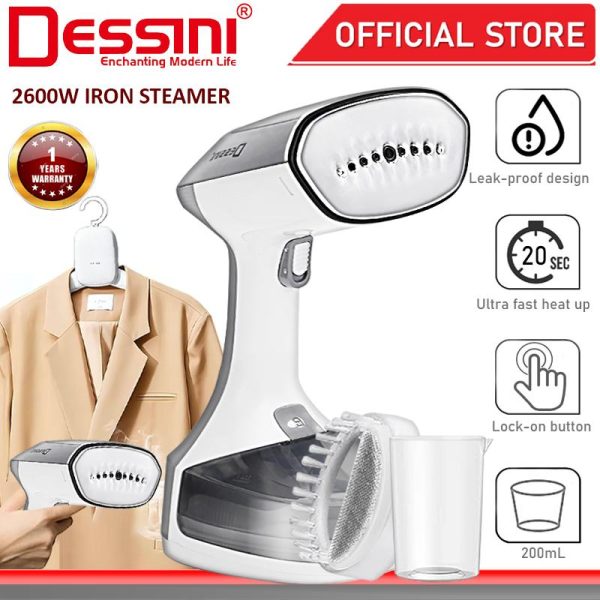 DESSINI ITALY 2600W Electric Ceramic Soleplate Garment Steam Iron Sprayer Steamer Clothes Brush / Seterika Baju