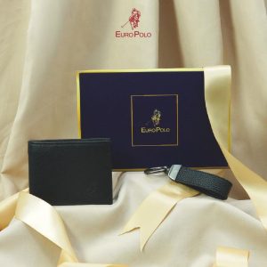Euro Polo Top Grain Cow Leather Duo Men's Gift Set Wallet with Keychain - EP Classic Set 3+4