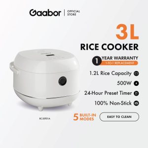 Gaabor 3L Rice Cooker 1.2L Capacity Smart Micro Processor Rice Cooker RC-30T01A