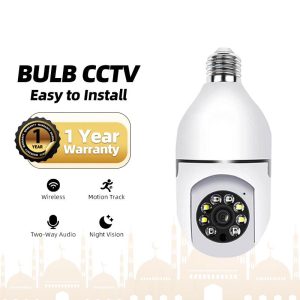 【WARRANTY】CCTV V380 Bulb Type | Rotate WiFi wireless camera | Connect to phone | 1080P HD | Night Vision | Home security | Surveillance | Baby & Pet Care | Indoor Photography Kamera