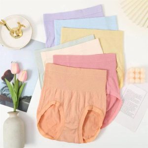 Seluar Dalam Pinggang Tinggi Wanita, Jenis Kapas Lancar, 7 Warna Tersedia, Mengetatkan Perut, Membentuk Badan, Seluar Pendek Saiz Besar, Keanjalan Tinggi, Bernafas, Seluar Segi Tiga