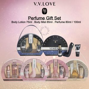 PWL_V.V.Love 3 pcs Beauty & Personal Care (Lotion 75ml+Body Mist 85ml+Perfume 80/100ml) bath and body perfume set mandian body and bath hantaran
