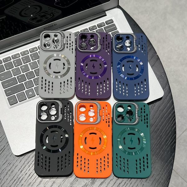 【For Gray Black Purple】Freezing Point Magnetic Suction Heat Dissipation Shell With Lens Holder For 16 15 14 13 Silicone Magnetic Fall Prevention