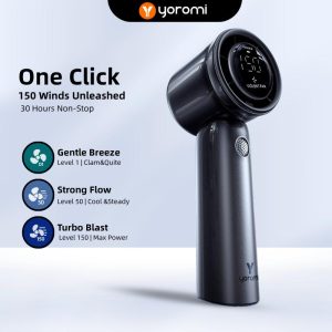 YOROMI YRM-F008 5000mAh Titanium Portable Fan Handheld Fan Turbo Fan High Speed 150 Levels sticker mini fan Instant Cooling 30h Battery Life Rechargeable Usb Cooler