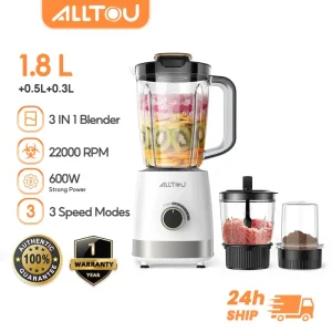 ALLTOU Blender 3 in 1 Food Processor Juicer Meat Grinder Chopper 3 Speed Options Pulse Setting Elektrik Pengisar Stainless Steel Machine Copper