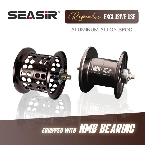 REPEATER SEASIR - Kekili pancing Baitcasting, kekili ganti, semua Aluminium Standard, kekili cetek, aksesori berkualiti tinggi