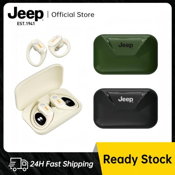 Alat Dengar Bluetooth 5.4 Tanpa Wayar, Jeep JP EW129, Cangkuk Telinga Terbuka, Reka Bentuk Ergonomik Dalam Telinga, Paparan Digital LED, Hayat Bateri Panjang