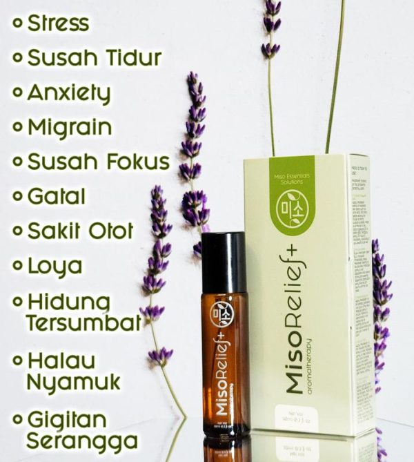 MisoRelief+ Roll-On Pelbagai Guna | Stress, Anxiety, Insomnia, Focus Belajar, Sakit Kepala, Migrain, Sakit Otot dan Gigitan serangga | Minyak Essential Oil Aromatherapy Calming Inhaler