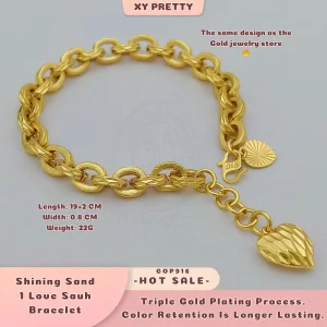 Rantai Tangan Sauh Pasir Shining 1 Love COP916 -Panjang:19+2CM Lebar 0.8CM Berat: 22G - Gaya Harian - Saiz DIY - Aksesori Bersalut Emas - Tahan lasak - Hypoallergenic - XYPRETTY