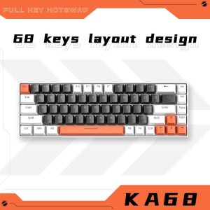 Papan Kekunci Mekanikal Berwayar, FURYCUBE KA68, 68 kekunci, RGB Blacklit, Warna Campuran, Papan Kekunci Permainan, Rollover Kunci Penuh, Paksi Merah, Sesuai untuk Papan Kekunci Pejabat Komputer