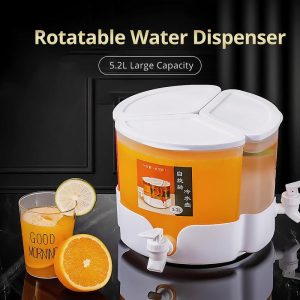 5.2L LargeCapacity 3 Compartment 360° Rotating Detachable Beverage Water Juice Dispenser Picnic Camping Party Cold With Faucet Container Kettle Kitchenware