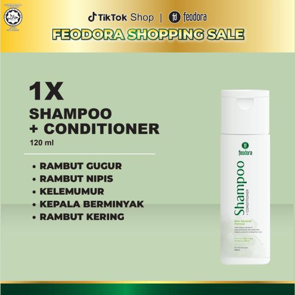 FEODORA Shampoo 2in1 Conditioner (120ML) | Shampoo Rambut Gugur, Kelemumur Haircare