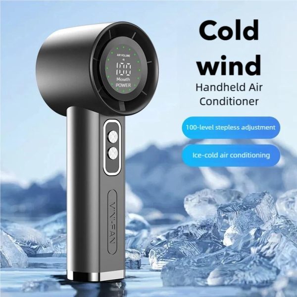 NEW MODEL 100-Speed Turbo Fan | Handheld Air Cooler with LCD Display | 3000mAh Battery | Portable USB Rechargeable Mini Fan
