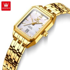 OLEVS Jam Tangan Untuk Wanita Kalis Air Asli Dengan Kotak Tali Keluli Tahan Karat Warna Biru Emas dan Putih Nombor Model 5616 Watches