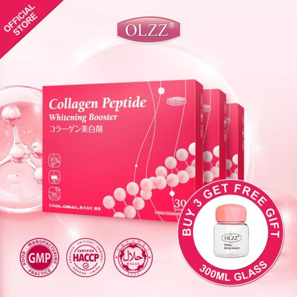 "OLZZ Kolagen Peptida | Mengurangkan Kedutan | Melicinkan Kulit | Meningkatkan Pemutihan | Suplemen Diperakui KKM+Halal+HACCP ｜ Formula Pemutihan Jepun | Vitamin C + Niacinamide + Ekstrak Yis + Probiotik" Minuman Drink
