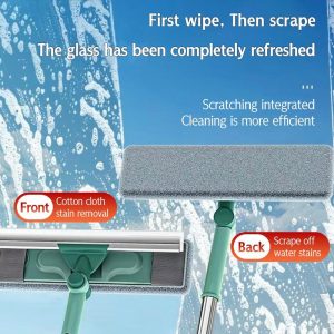Glass Cleaning Brush 160CM 180° Rotating Wiping Head Double-Sided Window Squeegee And Microfiber Scrubbe Window Wall tiles And Flooring Cleaning Brush Scapper Tool