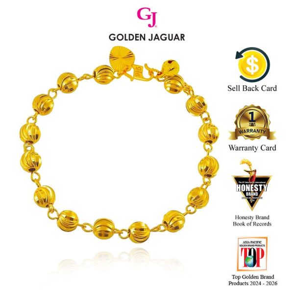 Emas Jaguar (5.97 g) GJ Gelang Tangan Bracelet Bulan Sabit Boba 0.7 24K Gold Plated Jewellery (2960701)