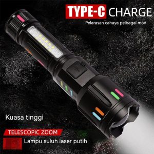 Laser Putih, dengan Alat Kawalan Jauh, Cahaya Kuat, Pengecasan, USB-C Serasi Portable Home Lighting Lights