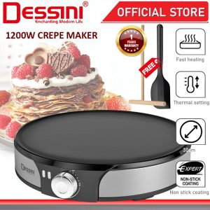 DESSINI ITALY 30CM Electric Crepe Pancake Pizza Spring Roll Maker Toaster Barbecue BBQ Grill Non-Stick Baking Pan Cooker