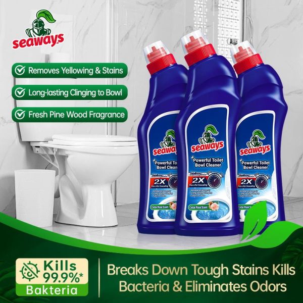 Seaways Pembersih Tandas Kuat 30s Ajab 500ml - Penghilang Nyahkotoran Bilik Air & Bau Wangian Ros - 99.9% Bakteria