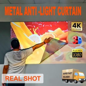 Skrin Projektor, Projektor 3D, 16: 9 HD, Boleh Dilipat, Mudah Alih, Langsir Anti-Cahaya Dinding, Sesuai untuk Teater Rumah dan Projektor Luaran, Langsir Accessories Audio Dvd
