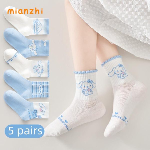 [MIANZHI] 5 Pairs Of Kids Mesh Socks Cute Style Socks For Kid Aged 3-12 Keluarga