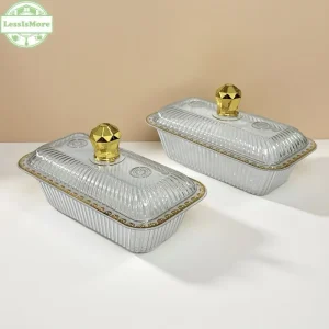 Clear PET material gold colour frame detail food container with cover ( 2 pcs each purchase) tray buffet set