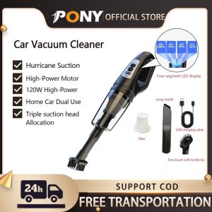 PONY New Upgrade All-IN-1 Suck 9900Pa Mini Cordless Vacuum Cleaner TYPE-C Rechargeable & Portable Wireless Car Vacuum for Home Office Room Car Vakum Kereta Battery Light Electric