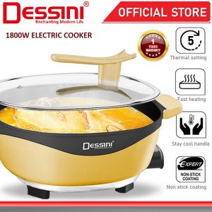 DESSINI ITALY Electric Cooker Steamboat Hot Pot Casserole Non Stick Frying Wok Pan Rice Cooker Periuk Masak Elektrik