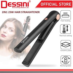 DESSINI ITALY 2 IN 1 Rechargeable Ceramic Hair Straightener Flat Iron Twist Curler Styling Pelurus Pengeriting Rambut