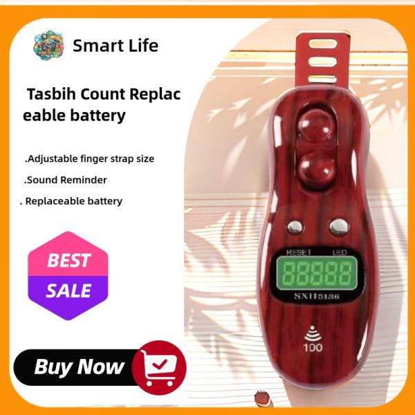 Kaunter Pengira Elektronik, SXH5136, Kaunter Zikir, Boleh Digunakan Semula dengan Bateri, Kaunter Digital Baru, dengan Bunyi Bip, Cincin Silikon LED