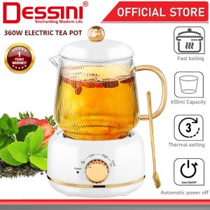 DESSINI ITALY 650mL Electric Tea Pot Cup Kettle Automatic Cut Off Boiler Glass Jug Teapot Cooker/ Cerek Elektrik