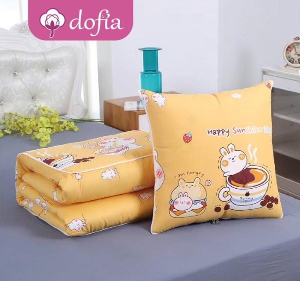 Dofia 2 In 1 Soft Travel Blanket Pillow Warm Quilt Compact Foldable Blanket Set Portable Pillow Selimut