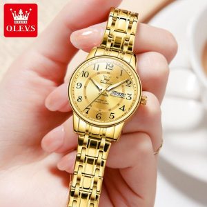 OLEVS Jam tangan Wanita Original Analog Luminous Business Waterproof Stainless Steel Quartz with Luxury Box 2891 Watches Rotundity Bahan logam dalam stok Banyak warna Pejabat parti pemberian hadiah Garanti 1 tahun Magnetic