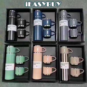 [2K+ Customers Repurchase]Vacuum Flask 3 in 1 SET Creative Vacuum Cup Set 500ml 304 Stainless Steel Thermos Flask Business Gift Water Bottle Cup