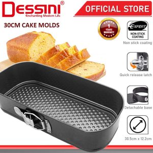 DESSINI ITALY Rectangle Metal Mold Non Stick Detachable Baking Tray Carbon Steel Cake Mould Bake Pans / Acuan Kek