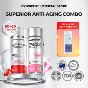 OXYENERGY ASTAXANTHIN (60 SOFTGELS) + OXYENERGY COLLAGEN (60 CAPSULES), 2PCS, Set Penjagaan Kulit Supplement