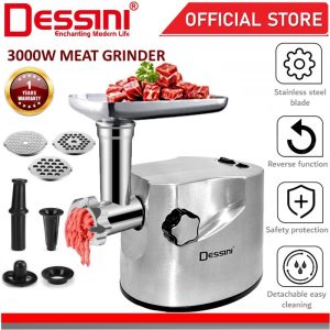 DESSINI ITALY 3000W Stainless Steel Electric Meat Grinders Sausage Maker Stuffer Blender Chopper Mixer Mincer Pengisar