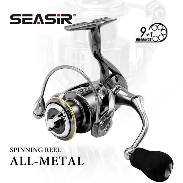 Kekili pancing berputar SEASIR dengan badan logam aloi SG 1000-6000, rintangan mesin basuh karbon maksimum 25KG, 9 + 1bb, biasa di semua perairan, peralatan memancing