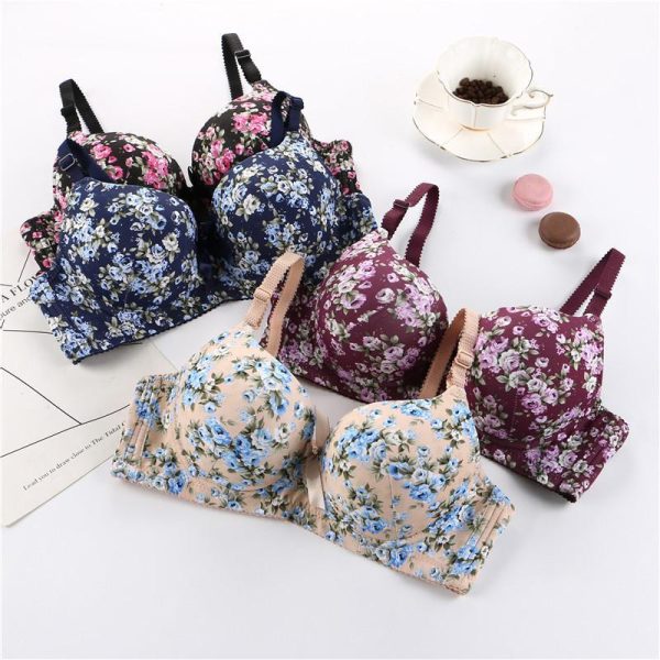 Women Bra With Wired 36-42 Cup BC Full Coverage Floral Polyester Bras Baju Dalam Wanita Berdawai Bra Perempuan Underwear