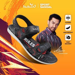 Walkaroo Sandal Sukan Lelaki Lightweight Sports & Outdoor/ Sandal Kasual/ Selipar Lelaki Viral/ Velcro Strap/ PU Sole/ Ringan/ Kalis Air/ Anti-licin (WG5779 - Grey Orange)