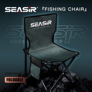 Kerusi Memancing, SEASIR, Mudah Alih dan Ringan, Lapisan Berganda, Bahan Oxford, Rangka Silang Jenis X, Sesuai untuk Memancing